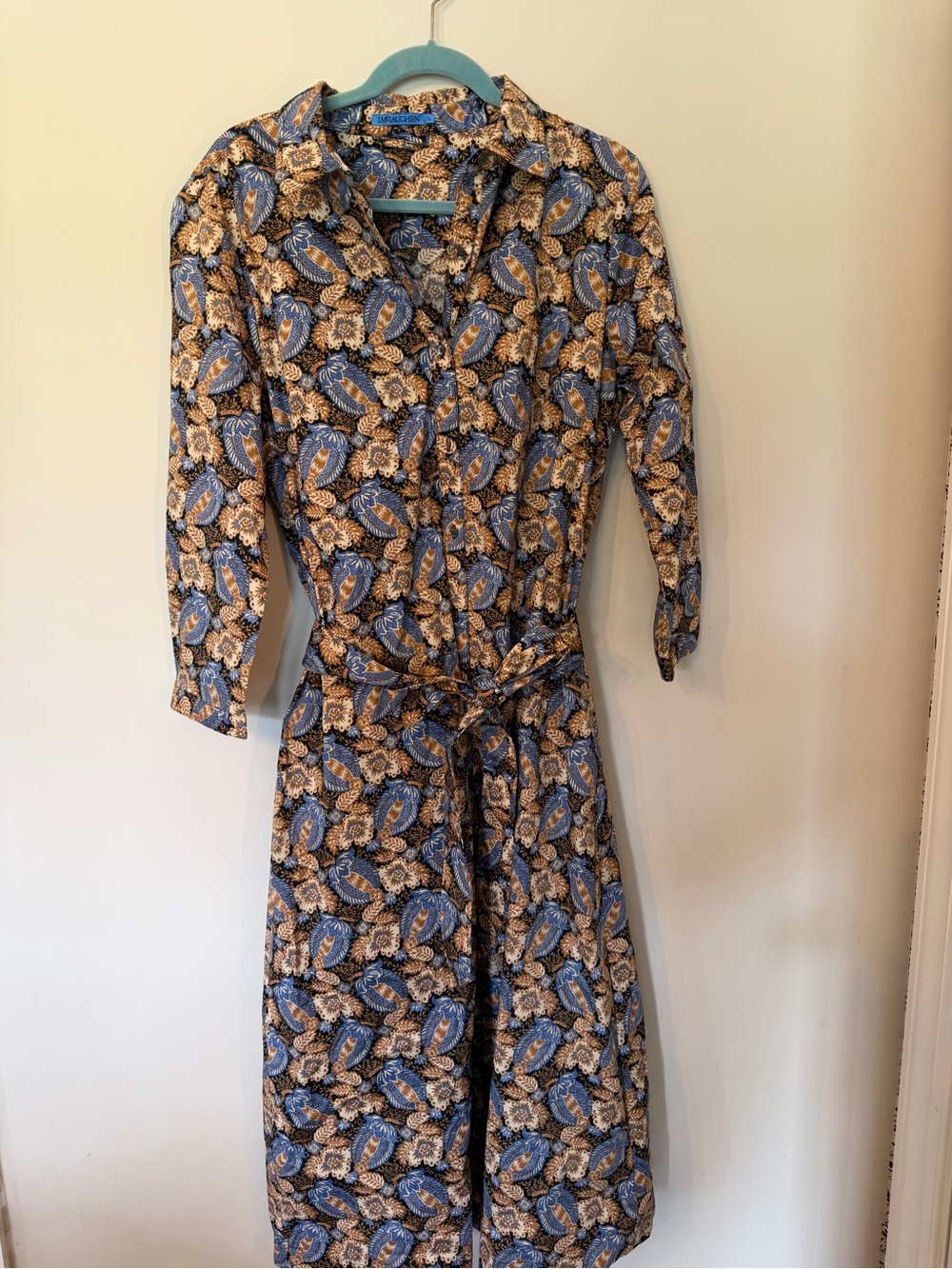 J. McLaughlin mixed floral print button down tie waist shirt dress size XL